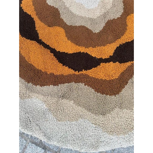 Vintage French Round Hand-Knotted Cogolin Rug, 1960s For Sale - Image 13 of 18