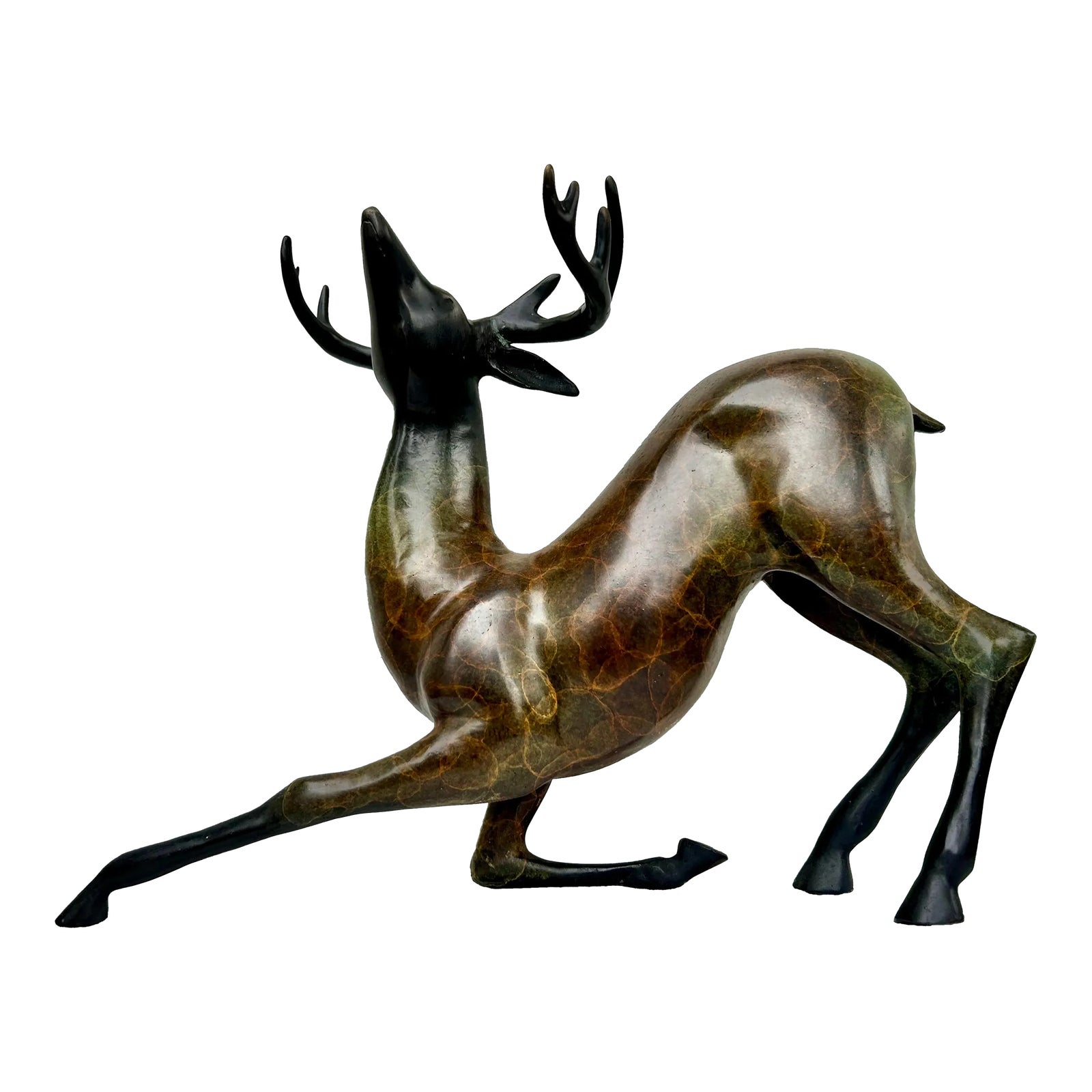 Large Late 20th Century Bronzed Brass Deer Sculpture Chairish