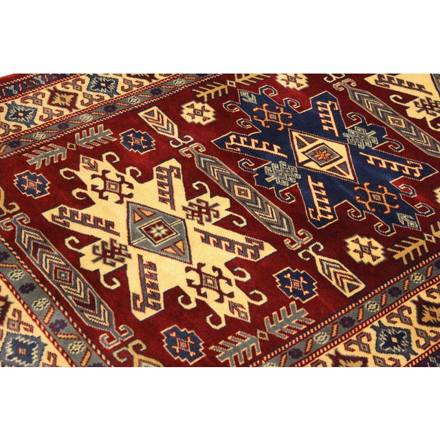 Shabby Chic Tribal Shirwan Red/Beige Wool Rug - 3'7''x5'8'' For Sale - Image 4 of 10