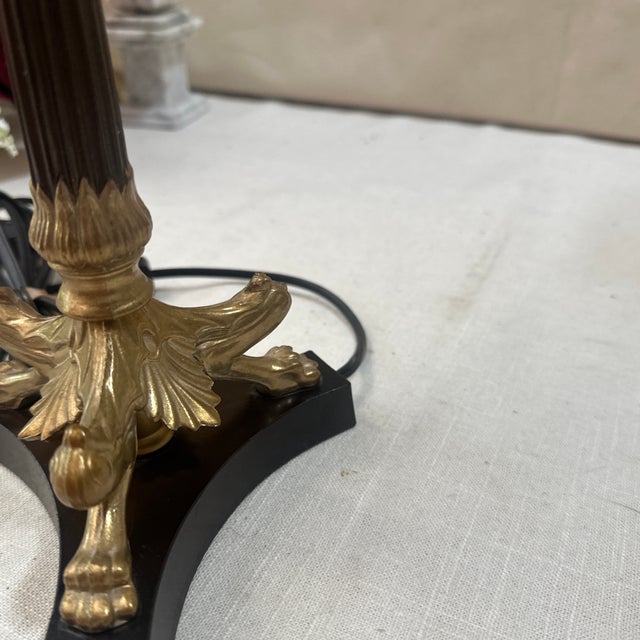 1970s Skinny Brass Lion Footed Table Lamp For Sale - Image 4 of 10