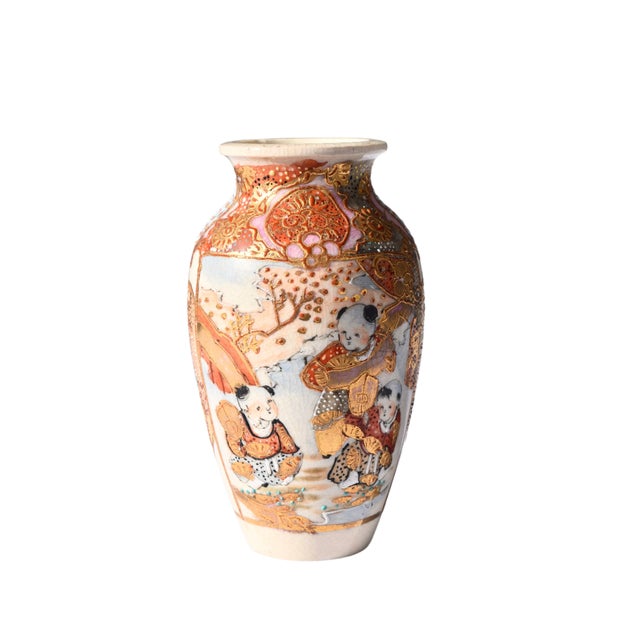 Japanese Japanese Petite Satsuma Moriage Vase For Sale - Image 3 of 7