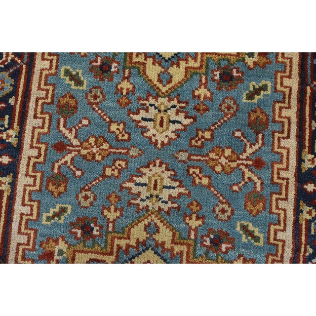 Textile Heriz Runner 2’7” X 8’1” Blue Wool Tribal Hand-Knotted Oriental Rug For Sale - Image 7 of 12