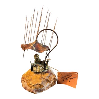 Vintage MCM Bijan Mixed Metal Brutalist Tabletop Sculpture - "Thumbelina's Hideaway" S-235 With Original Coa 1970s For Sale