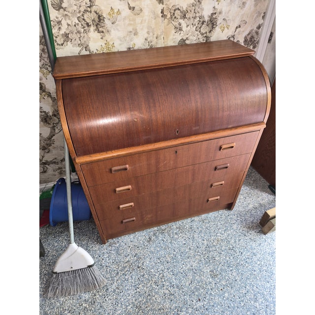 Mid 20th Century Danish Cylinder Secretary Desk For Sale - Image 5 of 5