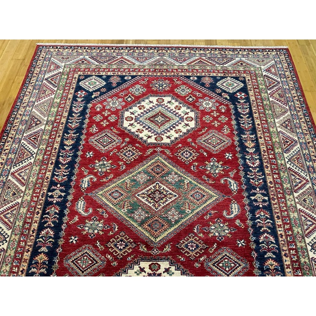 1990s Hand Knotted Kazak Rug - 8′4″ × 10′2″ For Sale - Image 9 of 10