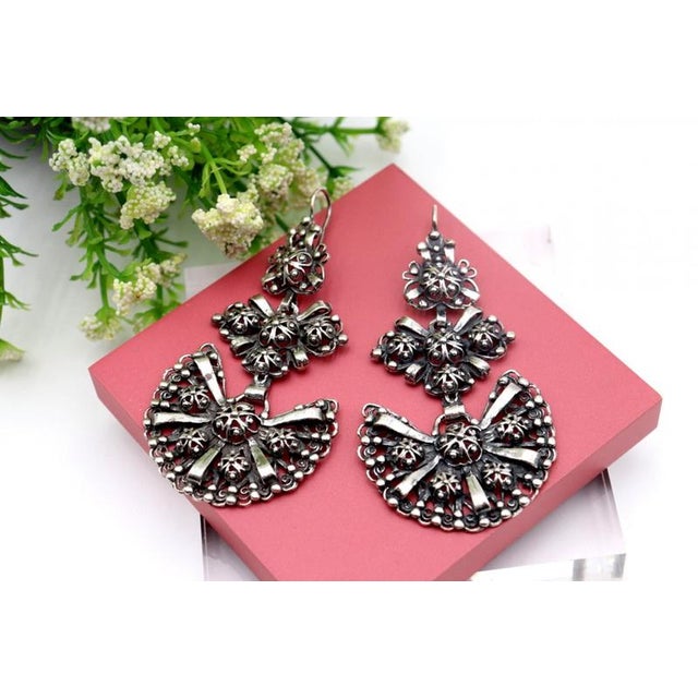 Silver Earrings, Set of 2 For Sale - Image 4 of 6
