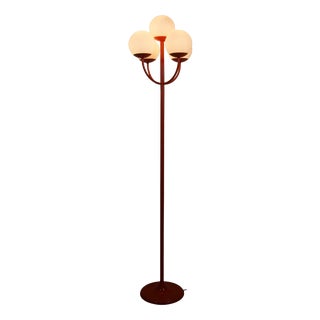 Mid-Century Red and Opaline Glass Floor Lamp by Kaiser, Germany, 1960s For Sale