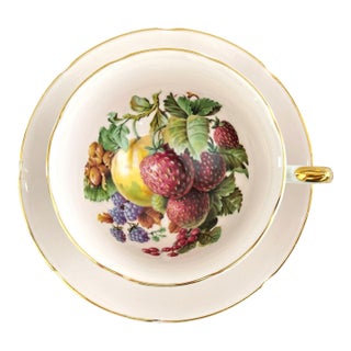 1950s Royal Grafton Wide Mouth Teacup Set, Pale Pink With Fruit Interior For Sale