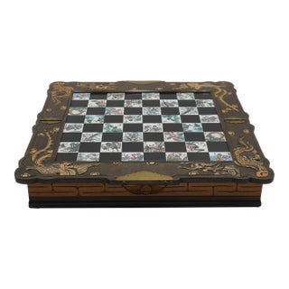 Vintage Chinese Marble & Wood Carved Chess Set For Sale