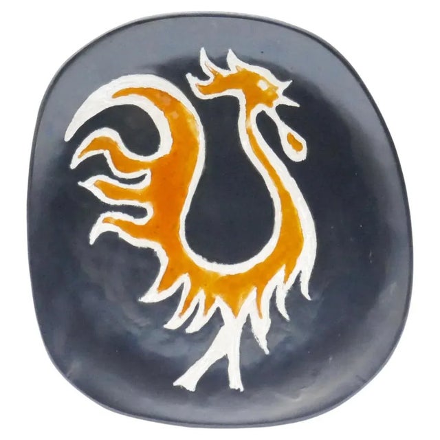 Black Mid-Century French Wall Plaque in Ceramic, 1960s For Sale - Image 8 of 8