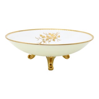 Antique Coiffe Et Cie Limoges France Pedestal Bowl With Hand-Painted Gold Encrusted Acorns For Sale