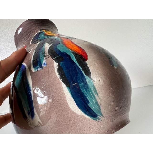 1984 Dick Nester Hand - Painted Abstract Pattern Studio Pottery Vase For Sale - Image 11 of 12