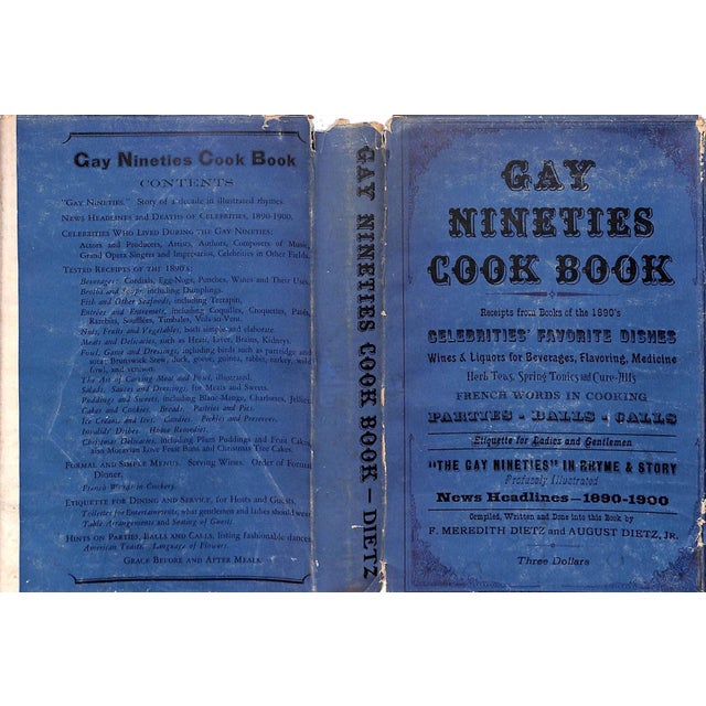 DIETZ, F. Meredith and August Jr. [318] pp. The Dietz Press, Inc. 1946 8" x 5 1/4" Recipes for sumptuous foods as well as...