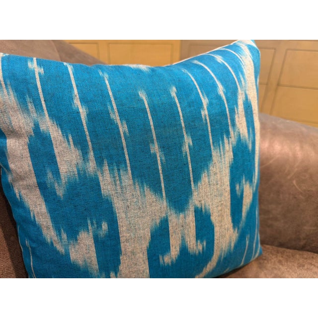 Sky Blue 1990s Handwoven Vertical Stripe Pilow Cover For Sale - Image 8 of 11
