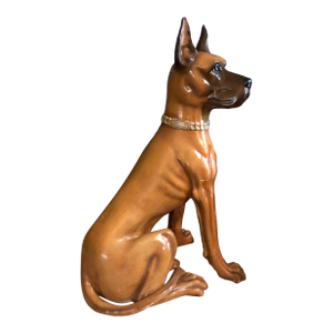1960s Vintage Malwar Chalk Ware Near Life Size Great Dane Sculpture