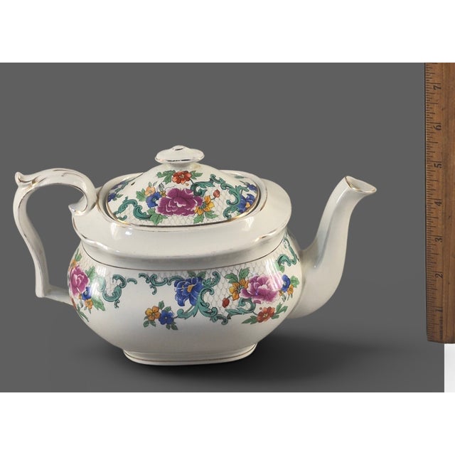 Vintage Booths England Silicon China "Floradora" Pattern Tea Pot For Sale - Image 6 of 12