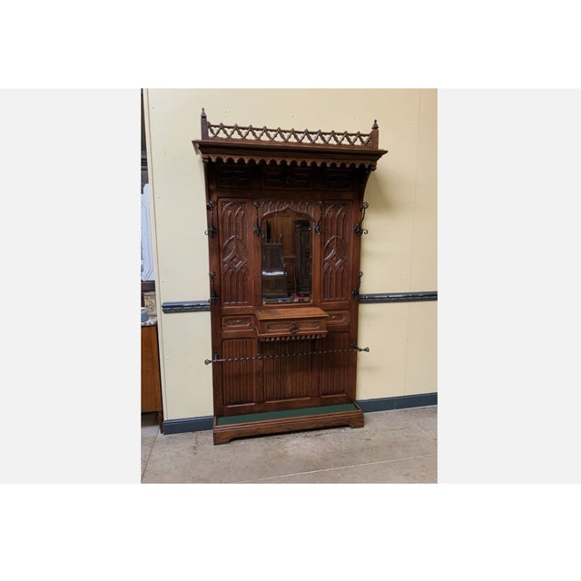 Antique Neo-Gothic Wardrobe with Drawer, 1880 For Sale - Image 11 of 11