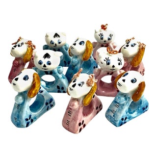 Handmade Cat and Dog Napkin Rings - Set of 10 For Sale
