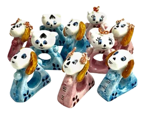 Handmade Cat and Dog Napkin Rings - Set of 10