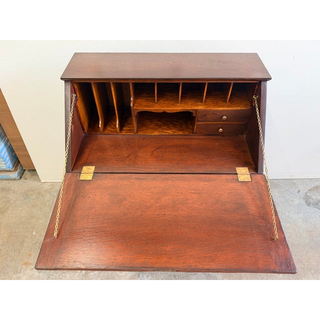 Antique Victorian Slant Front Carved Secretary For Sale - Image 10 of 16