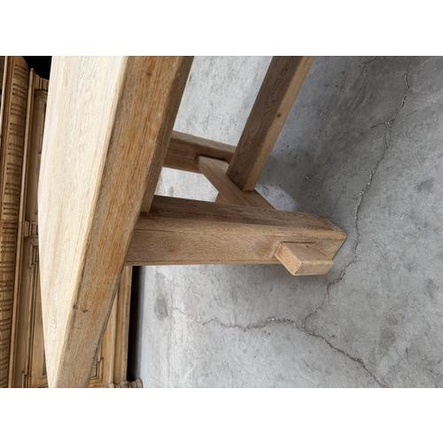 Wood Oak Farmhouse Dining Table For Sale - Image 7 of 9
