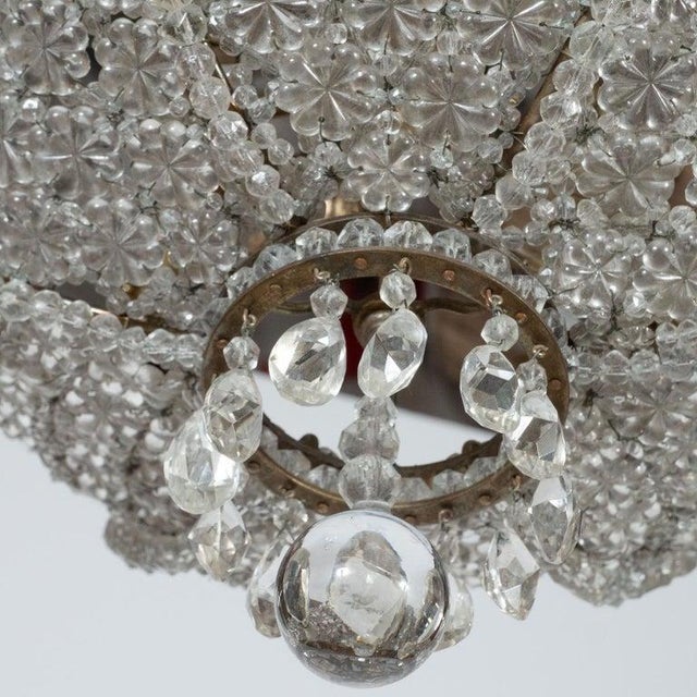 White 1960s Neoclassical Crystal Beaded "Swag" Flush Mount Fixture For Sale - Image 8 of 12