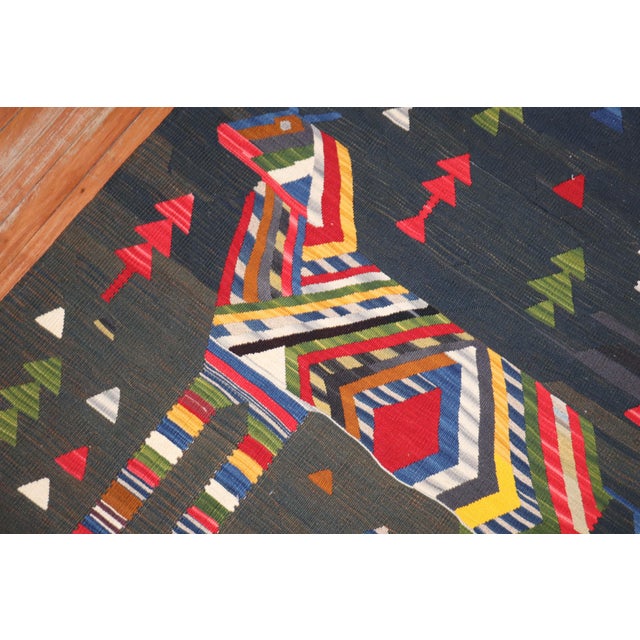 Late 20th Century Zabihi Collection Persian Horse Pictorial Wall Kilim - 4'3" x 7'2" For Sale - Image 4 of 8