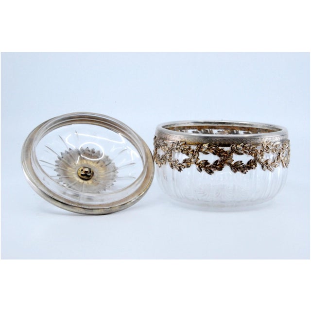 Silver Compote in Cut Glass with Cut Silver Structure and Lid Knob For Sale - Image 8 of 11