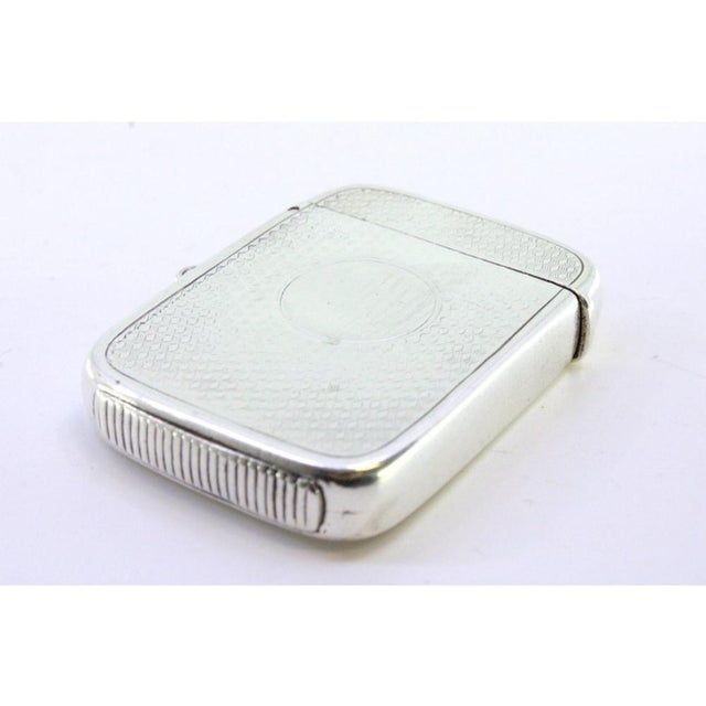 Victorian Silver Guilloche Matchbox with Monogram Card For Sale - Image 6 of 8