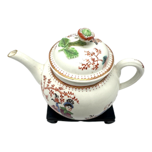 Antique 18th Century First Period Worcester Porcelain Teapot Mandarin Pattern Dr Wall Era