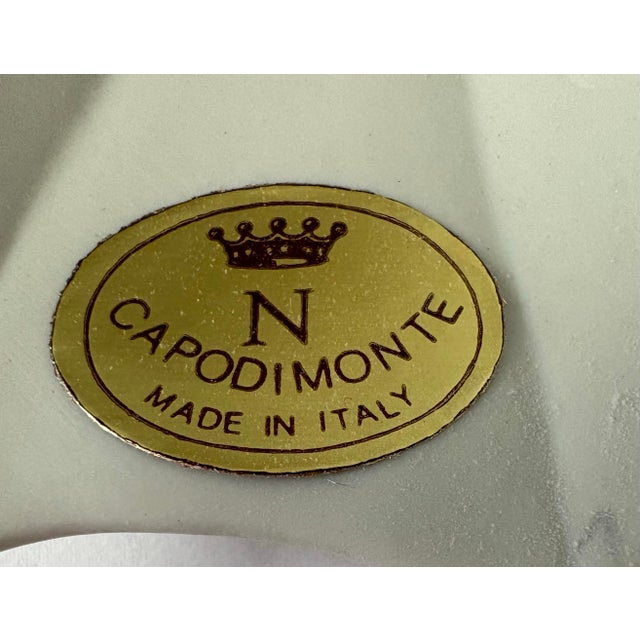 Late 20th Century Vintage Italian Capodimonte Porcelain Pink Laced Gold Trimmed Umbrella Parasol Figurine For Sale - Image 5 of 9