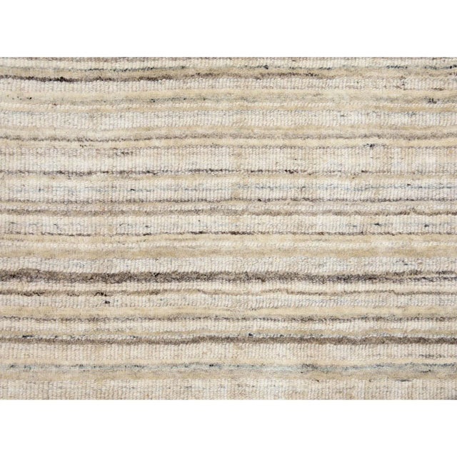 Beige 2010s Beige Hand Loomed Organic Wool Modern Runner Oriental Rug For Sale - Image 8 of 9