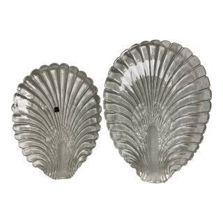 Vintage Mikasa Glass Lobster Serving Platters – Set of 2, Clear and Frosted Sculptural Glass For Sale