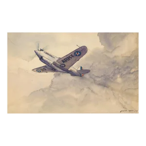 Hunter Wood 1940 Watercolor of a Curtiss P-40 Warhawk