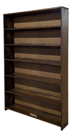 Vintage Pine Five-Shelf Bookcase, 73-Inch Rustic Open Display Cabinet