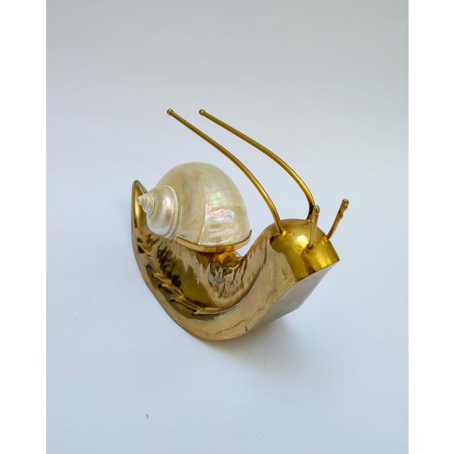 Gabriella Crespi Mid Century Italian Nautical Brass and Shell Snail Art Sculpture from Gabriella Crespi, 1950s For Sale - Image 4 of 11