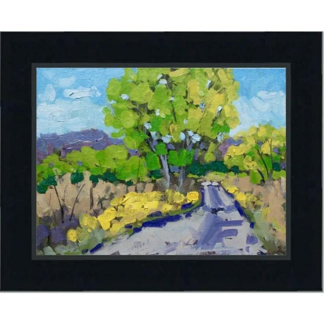 Contemporary Quiet Places & Journeys — Rabbit Brush and Cottonwoods, Dayton State Park (Original Impressionist Landscape) For Sale - Image 3 of 6