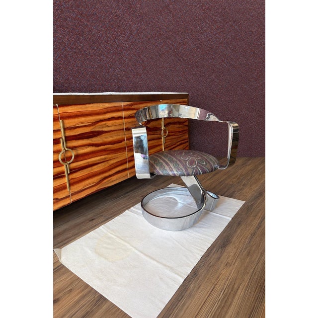 Metal Carlos Ojínaga Erill "Cinta" Swivel Armchair, Stainless Steel, Spanish Mid-Century For Sale - Image 7 of 9