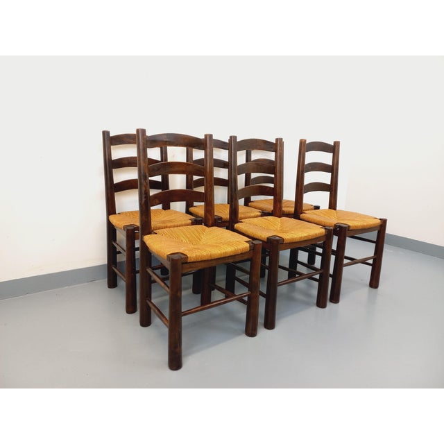 Mid-Century Modern Vintage Brutalist Chairs by Georges Robert, 1960s, Set of 6 For Sale - Image 3 of 18