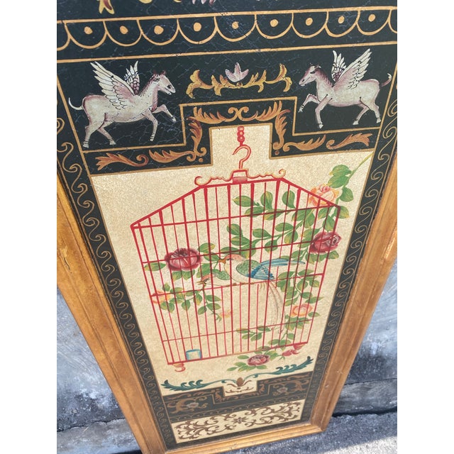 Wood Neoclassical Vintage Painted Wall Panels With Birds, Gilded Frames For Sale - Image 7 of 12