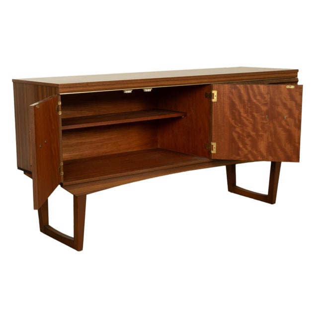 Mid Century Modern Danish Style Compact Zebra Wood Teak Credenza Sideboard 1960 For Sale - Image 9 of 13