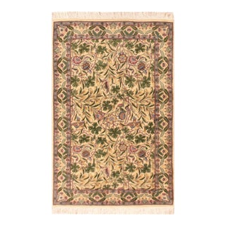 Shabby Chic Pak-Persian Beige/Green Wool Rug - 3'2'' X 5'1'' For Sale