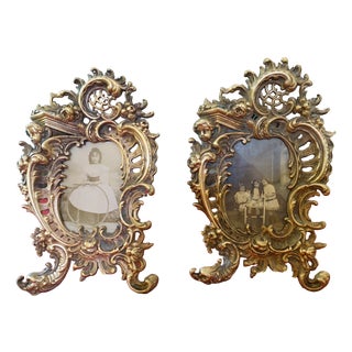 Antique Baroque Gilt Bronze Photo Frames, Set of 2 For Sale