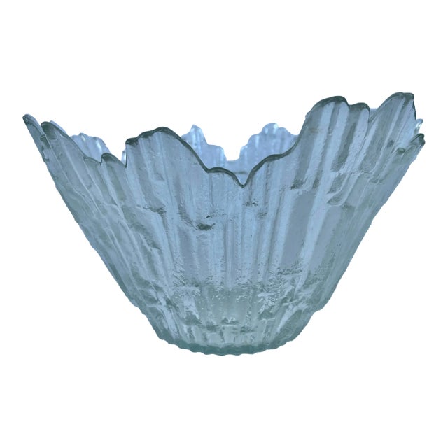 Mid Century Ice Style Art Glass Bowl / Northern Lights For Sale