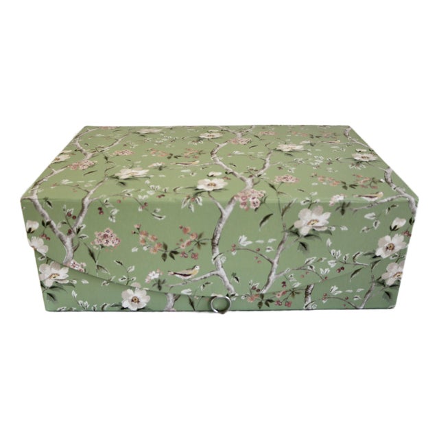 Lillian August Home Green Floral Storage Box For Sale