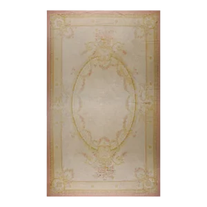 Light Cream Color Antique Early 20th Century Oversized French Aubusson Carpet ( 13' 6'' X 22' 6'' - 412 X 686 Cm)
