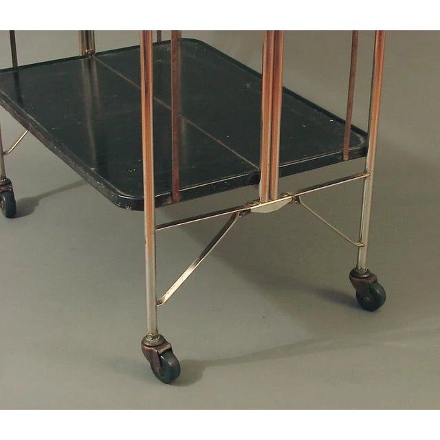 Art Deco/Moderne Chromed Rolling Cart For Sale - Image 4 of 8