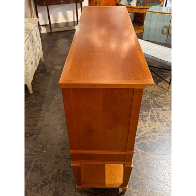 Mid 20th Century Vintage Italian Art Deco Design Bookmatched Cherrywood Cabinet For Sale - Image 5 of 7