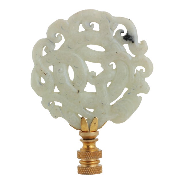 Chinese Love Knot Carved Stone Lamp Finial For Sale