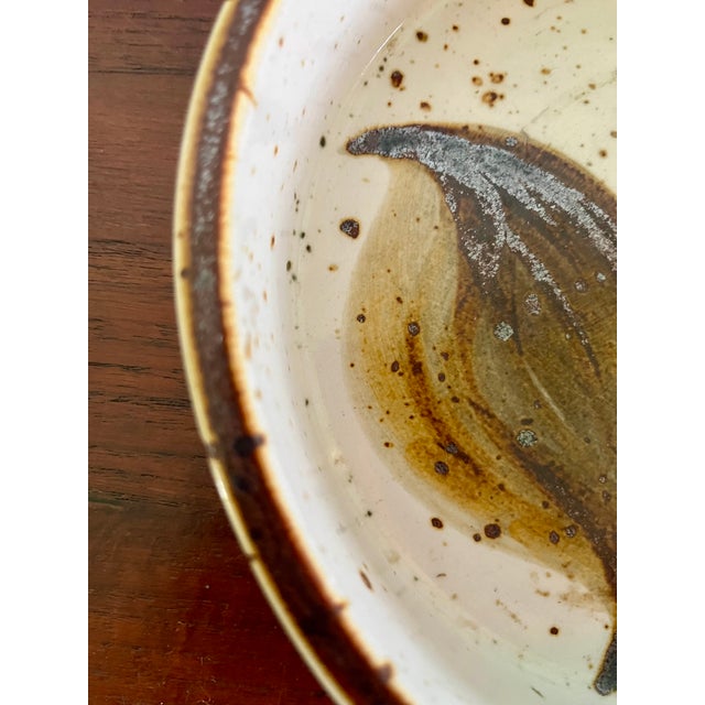 Ceramic Large Stoneware Decorative Bowl Floral Motif by Søholm Pottery, Denmark, 1970s For Sale - Image 7 of 8